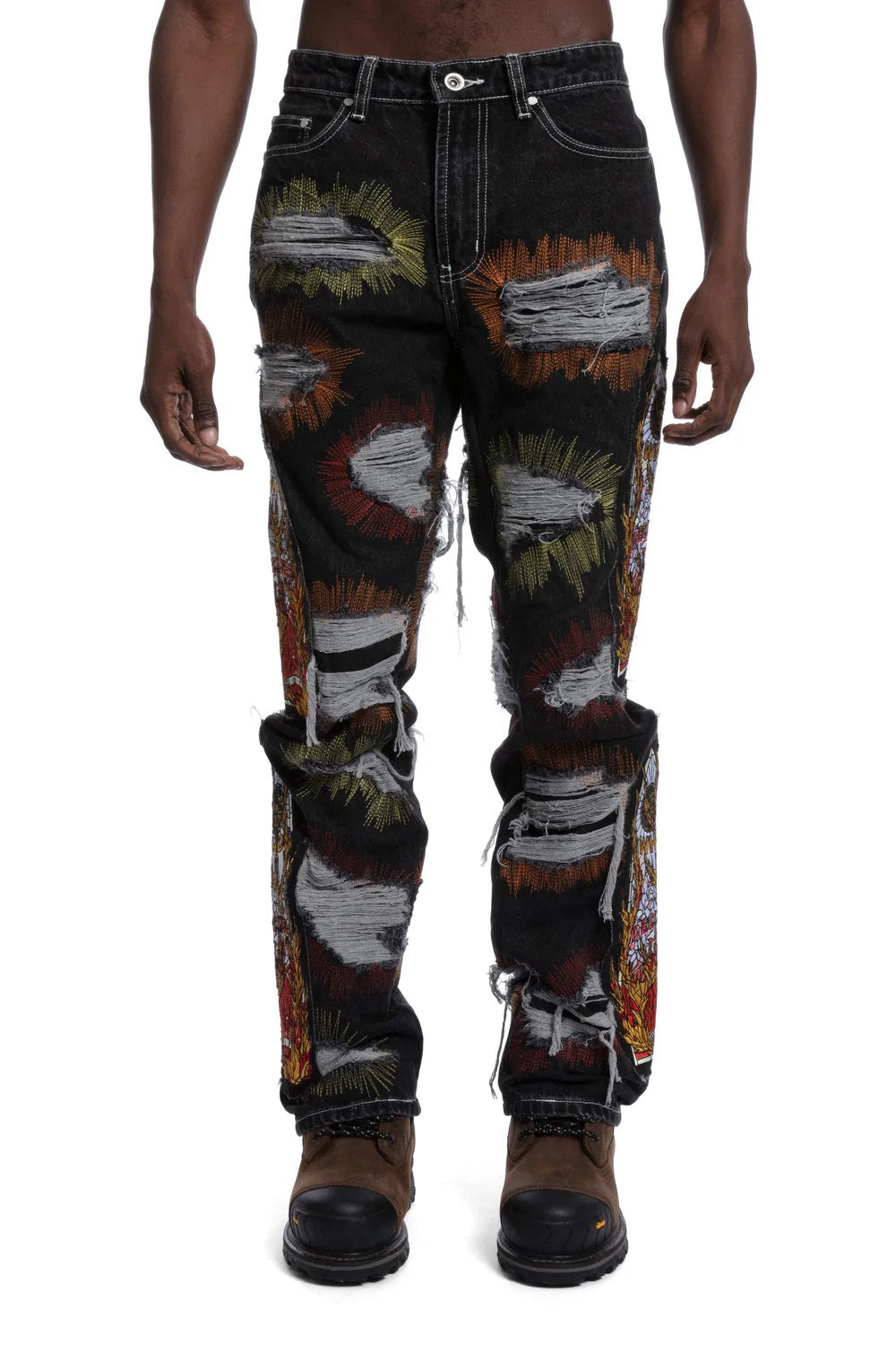 WHO DECIDES WAR BLACK WASH DISTRESSED JEANS