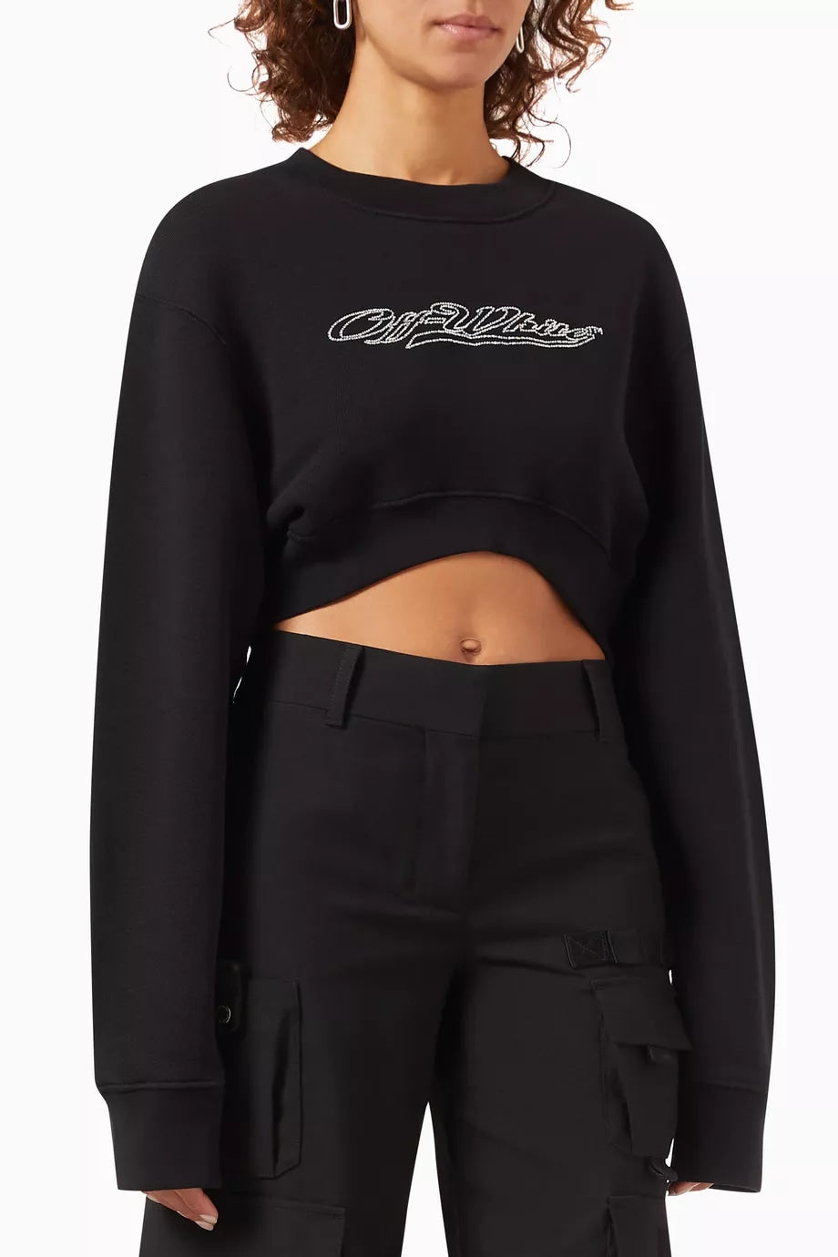 OFF-WHITE BLING CREWNECK BLACK WOMENS