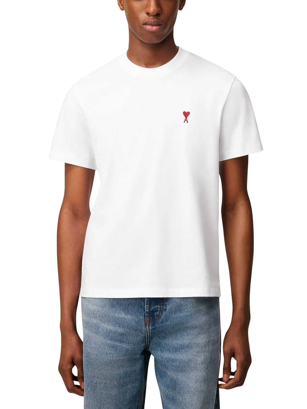 AMI PARIS WHITE T-SHIRT RED LOGO