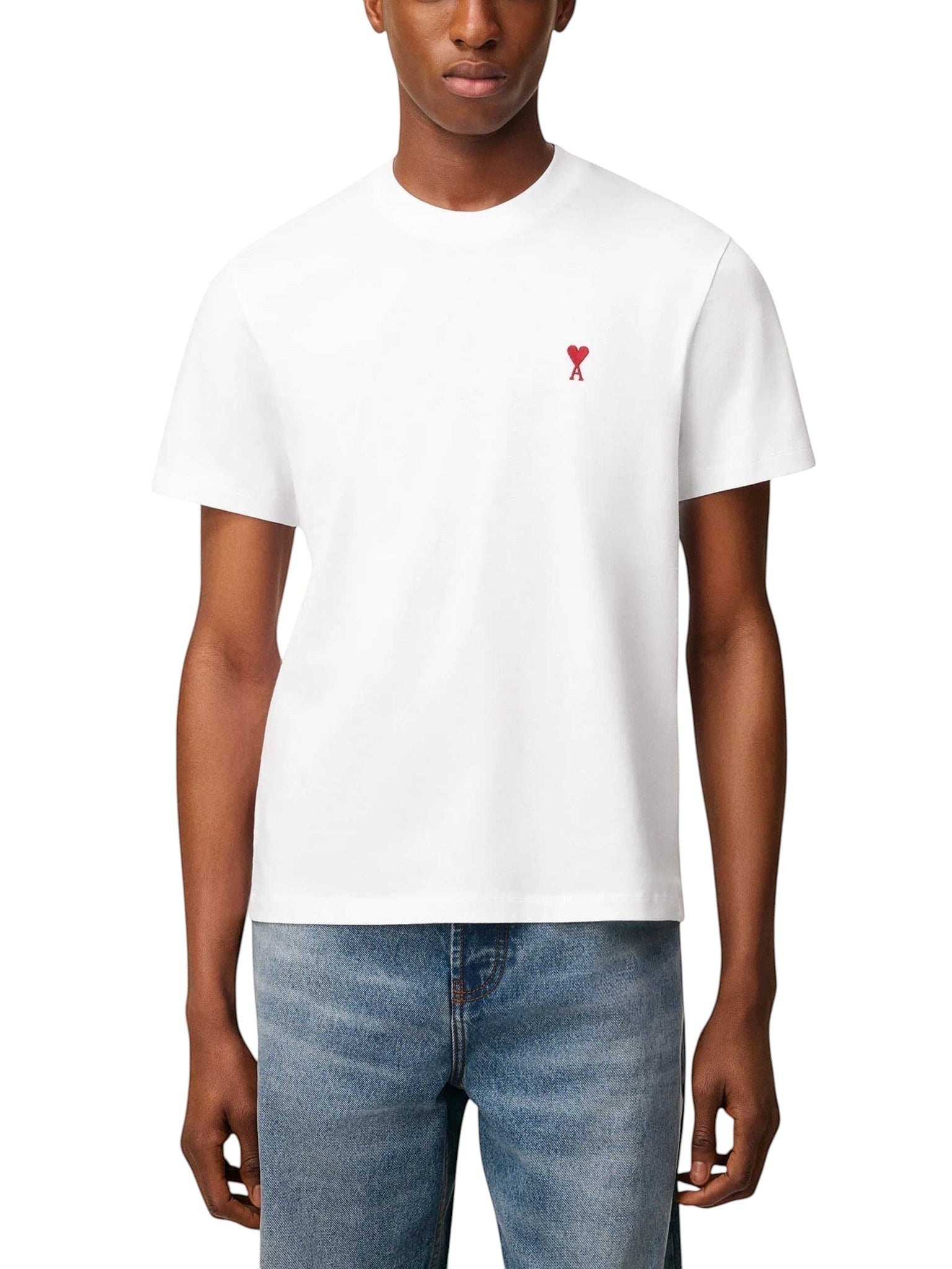 AMI PARIS WHITE T-SHIRT RED LOGO