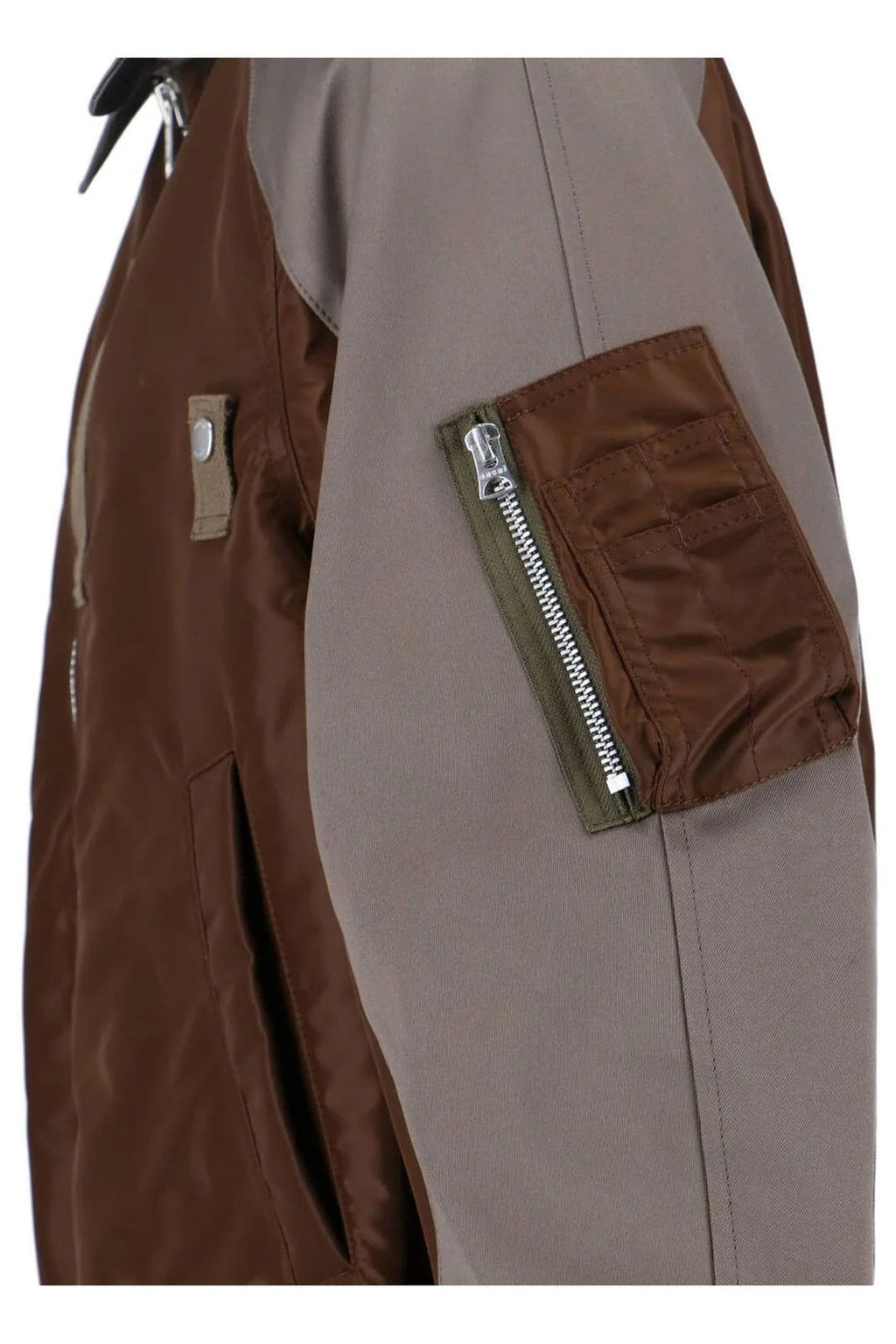 SACAI TWILL COLLARED ZIP-UP BLOUSON BROWN