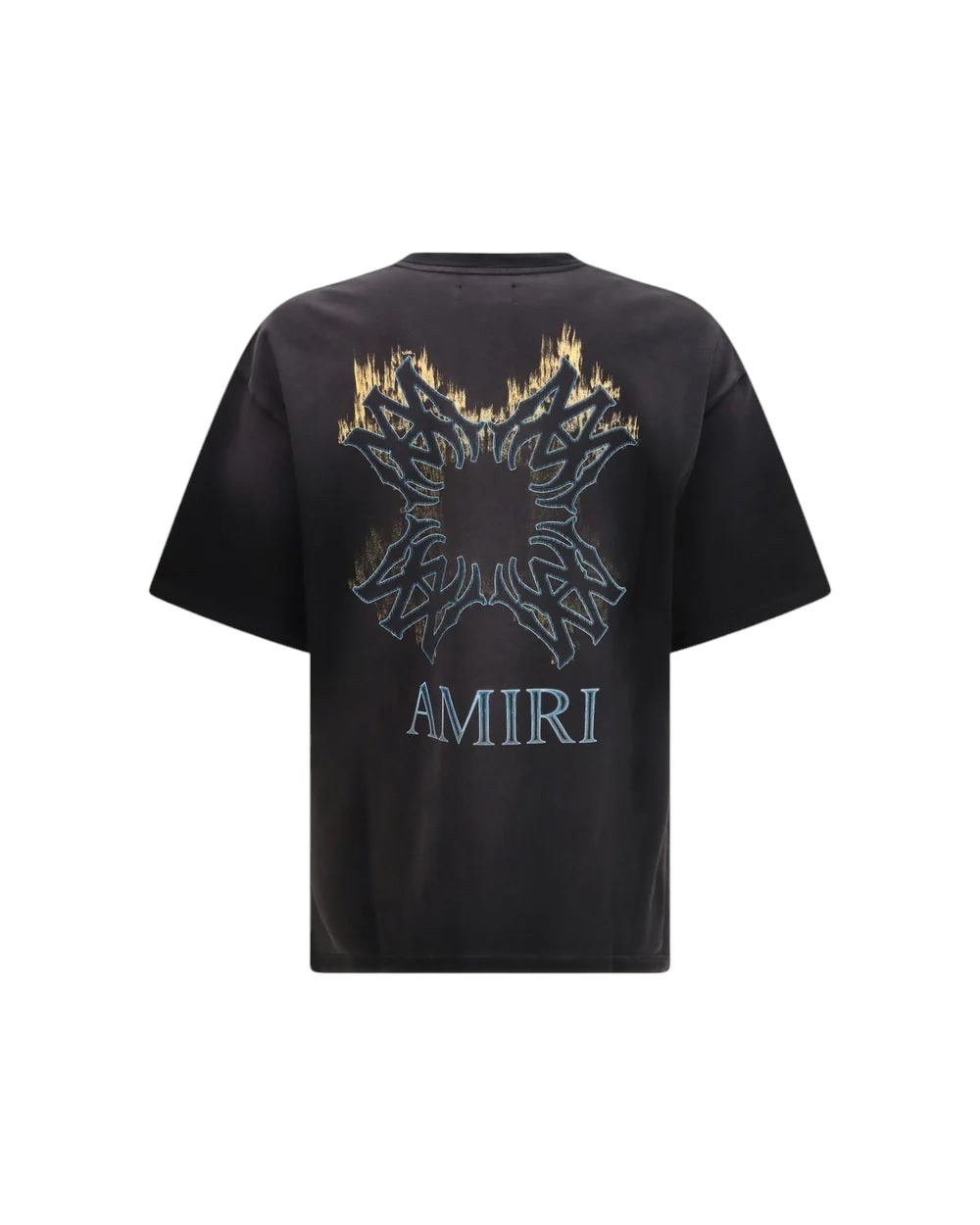 AMIRI MA QUAD FLAMES T-SHIRT WASHED BLACK