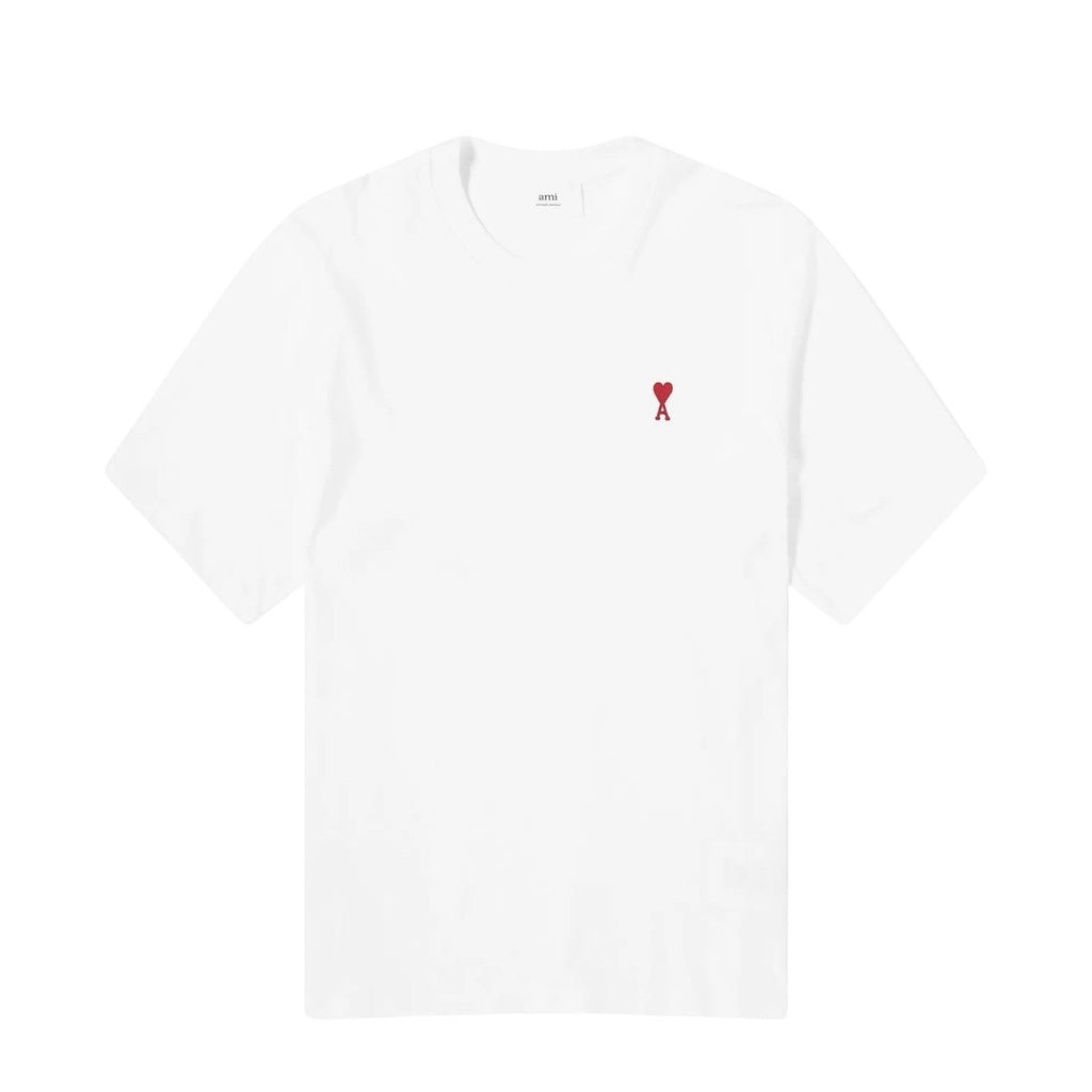 AMI PARIS WHITE T-SHIRT RED LOGO