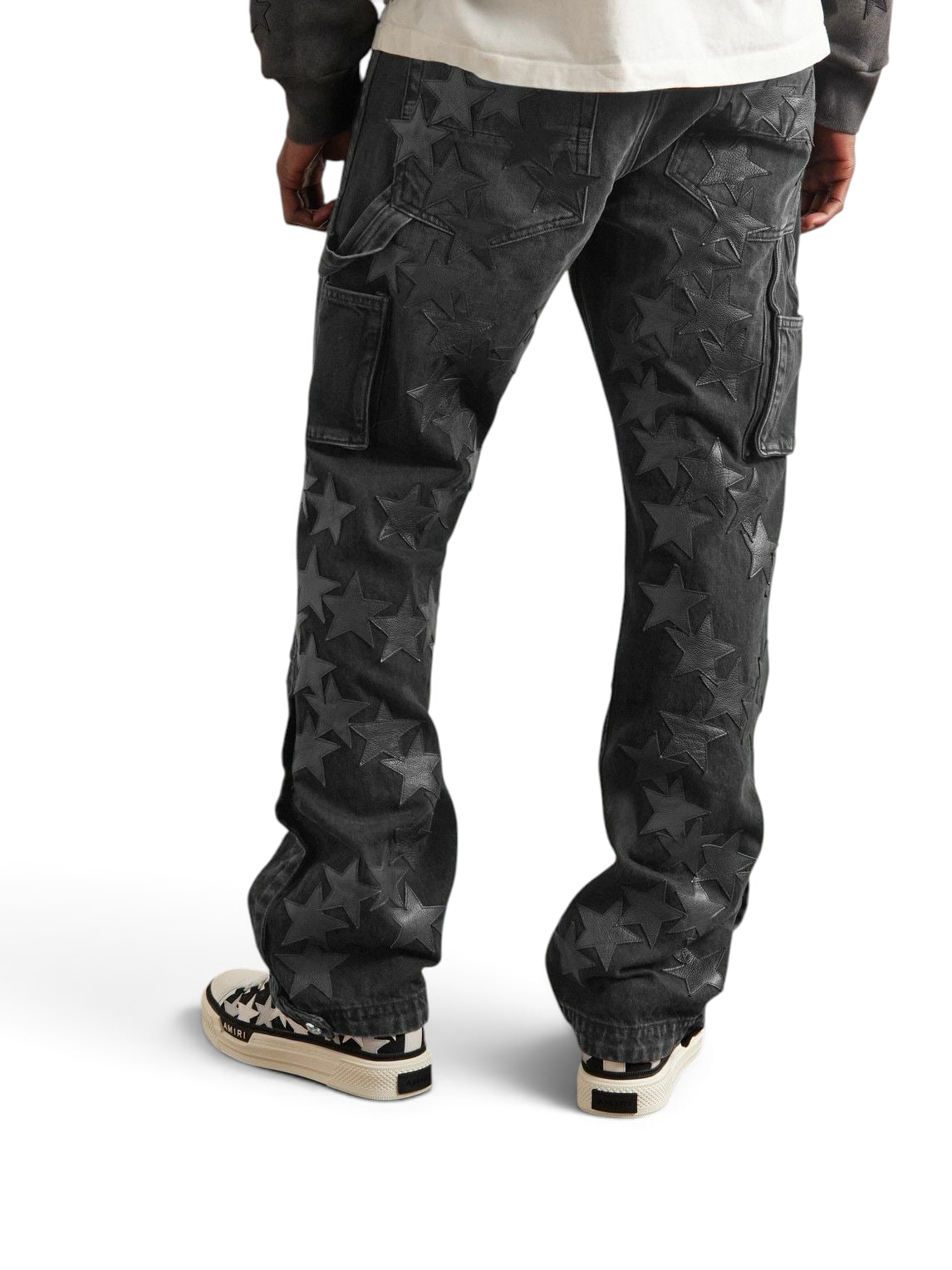 AMIRI CHEMIST CARPENTER STRAIGHT-LEG LEATHER-APPLIQUÉD JEANS