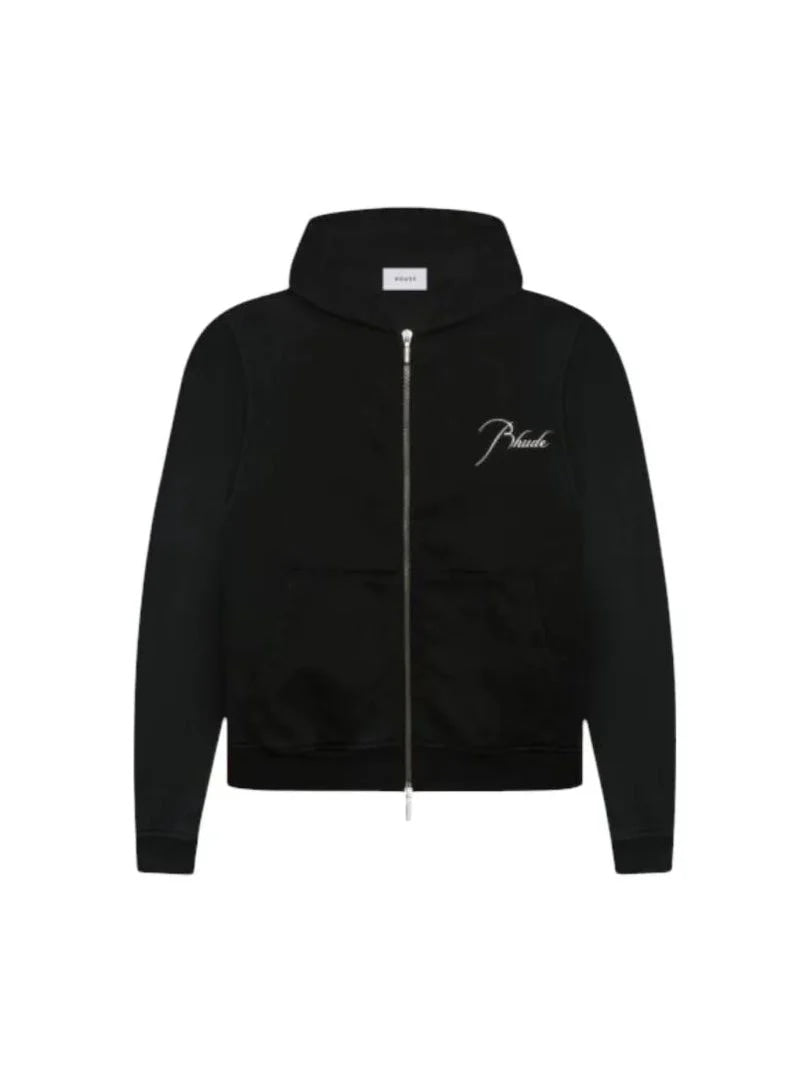 RHUDE EMBROIDERED LOGO BLACK ZIP UP