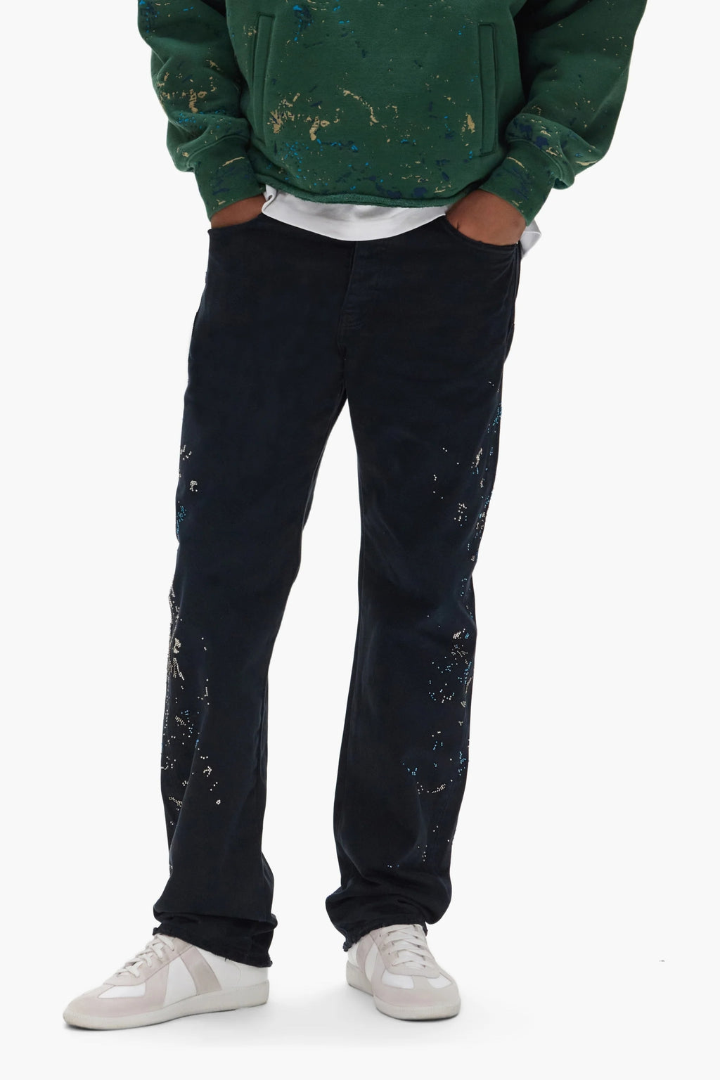 PURPLE BEADED SPLATTER P011 BLACK INK JEANS