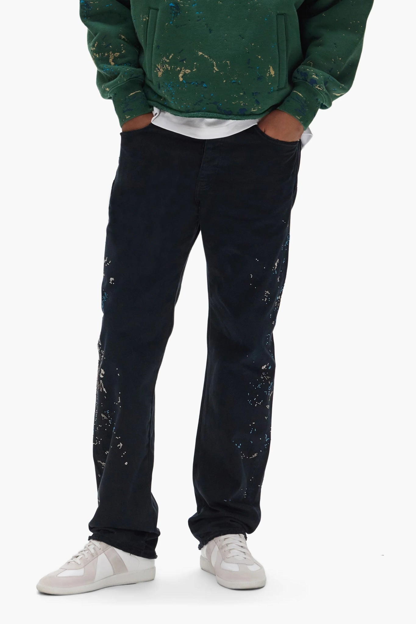 PURPLE BEADED SPLATTER P011 BLACK INK JEANS
