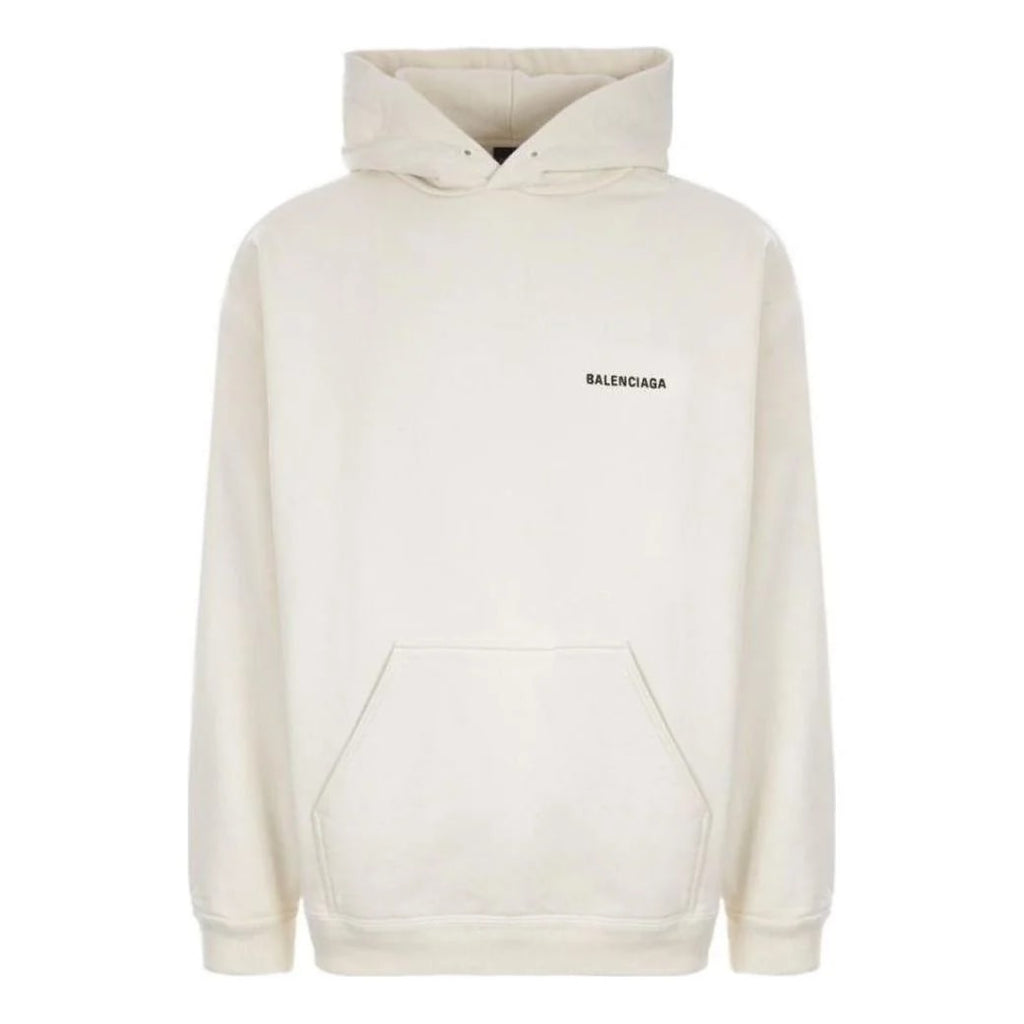 BALENCIAGA MINI BACK LOGO HOODIE BEIGE