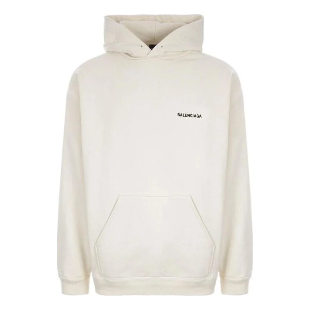 BALENCIAGA MINI BACK LOGO HOODIE BEIGE