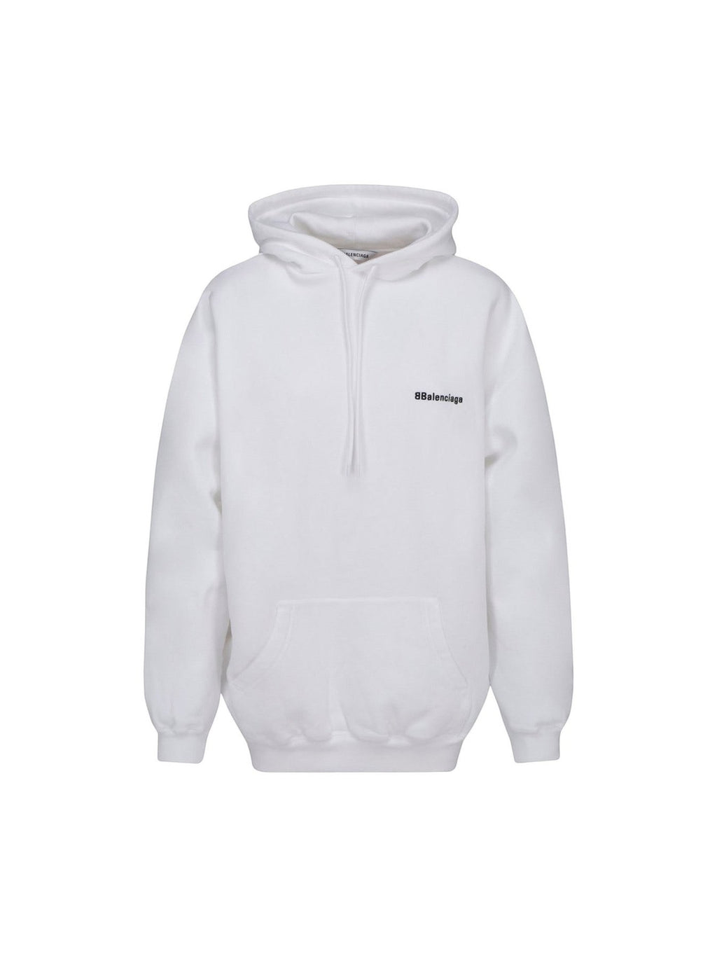 BALENCIAGA BB EMBROIDERED MINI LOGO WHITE HOODIE