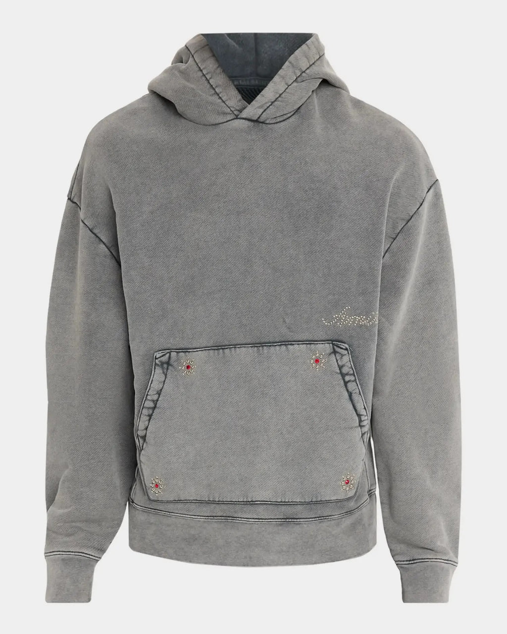 AMIRI STUDDED HOODIE WASHED GREY
