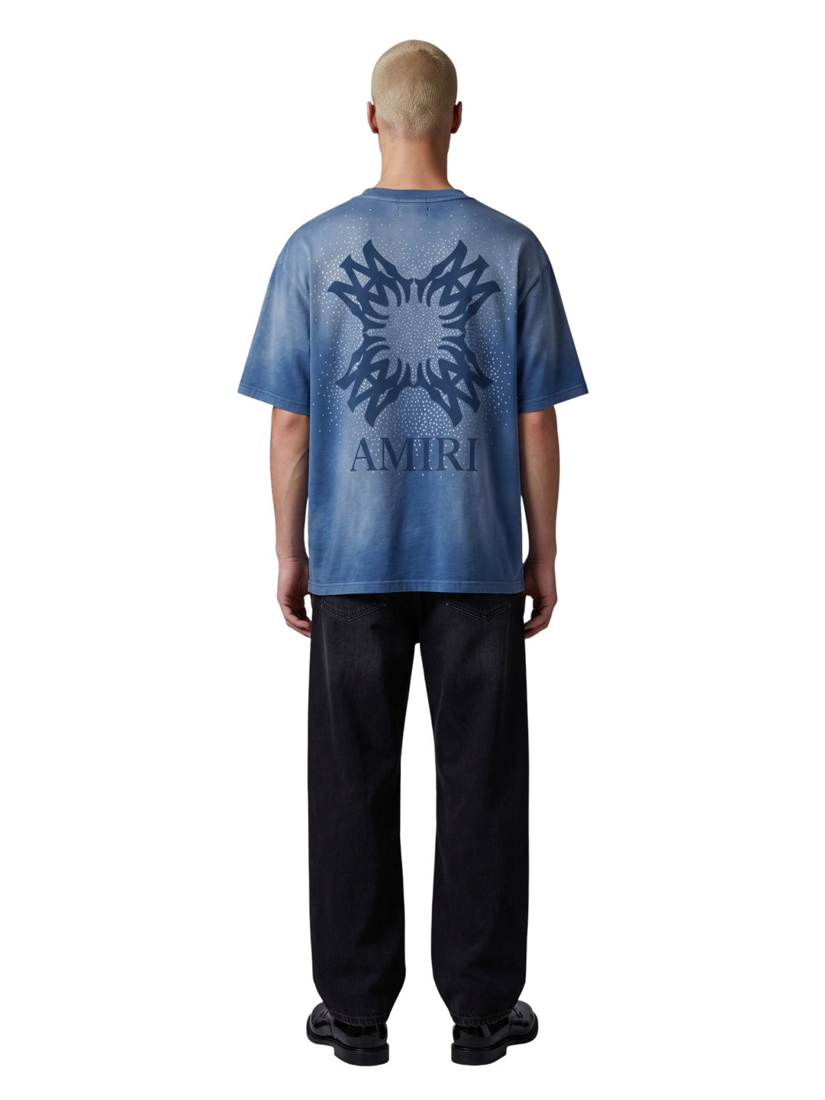 AMIRI QUAD CRYSTAL T-SHIRT WASHED BLUE