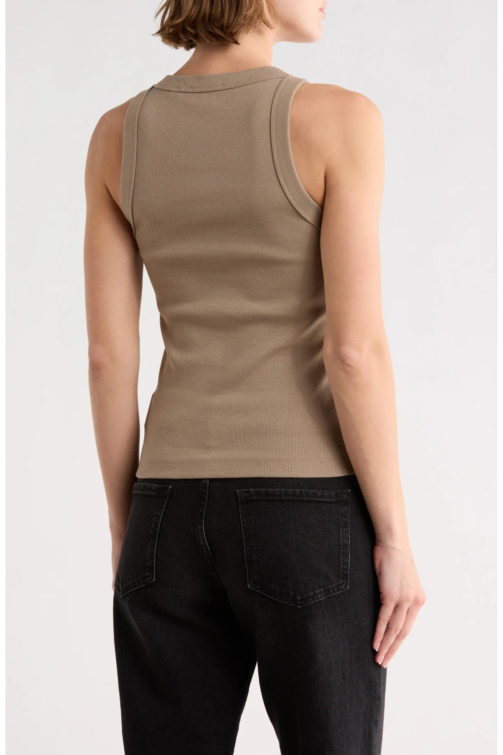 OFF WHITE FITTED ARROW CROP TANK BEIGE