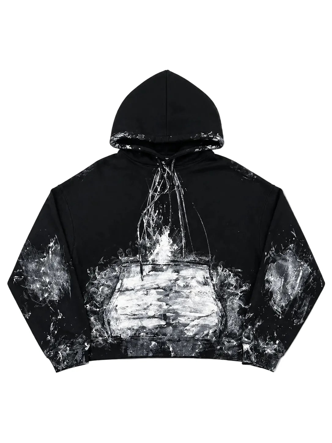 BALENCIAGA PAINTER CROPPED HOODIE BLACK