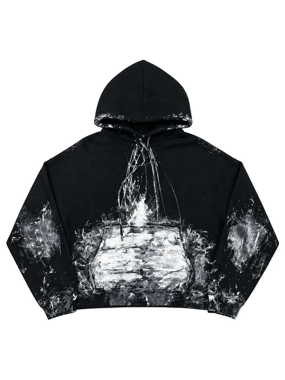 BALENCIAGA PAINTER CROPPED HOODIE BLACK