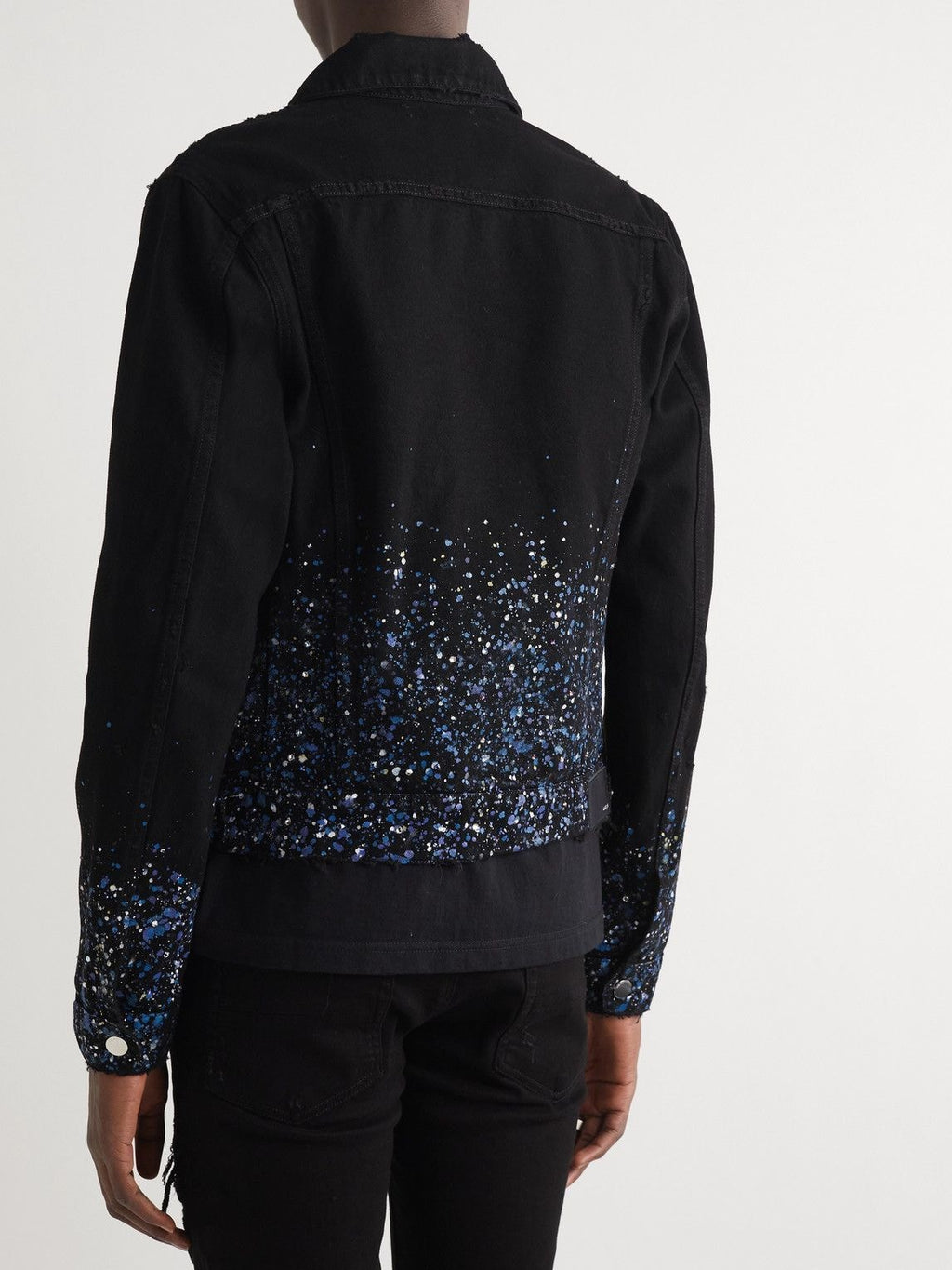 AMIRI DISTRESSED EMBELLISHED PAINT JACKET BLACK