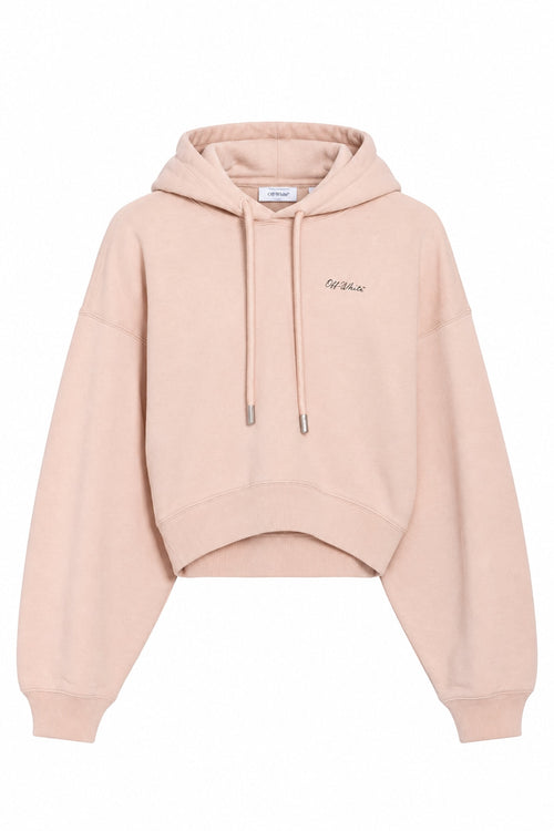 OFF WHITE FLOWER ARROW CROP HOODIE PEACH