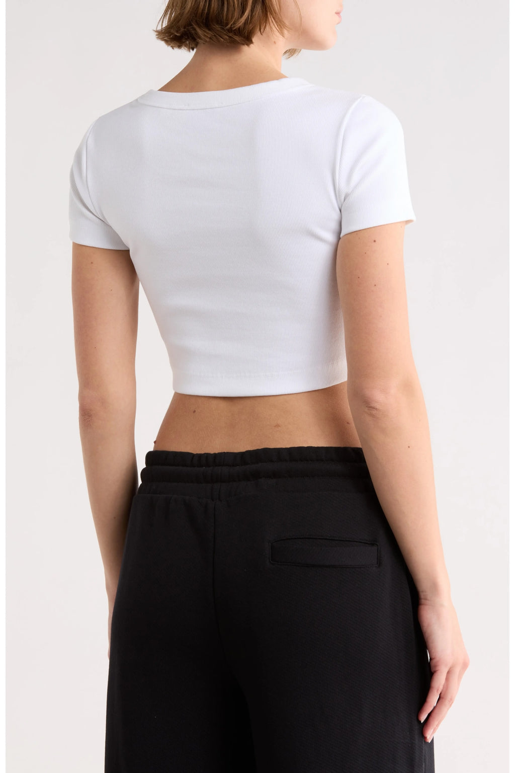 OFF WHITE RIBBED ARROW CROP T-SHIRT WHITE