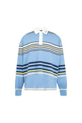 AMIRI MULTI STRIPE LONG SLEEVE POLO BLUE