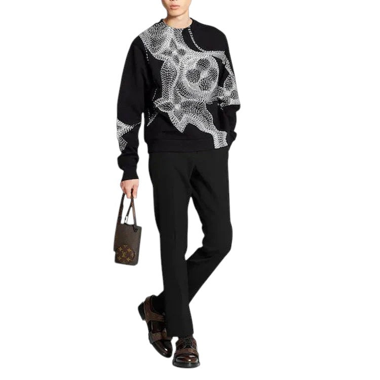 LOUIS VUITTON LV FLORAL PRINT CREWNECK BLACK