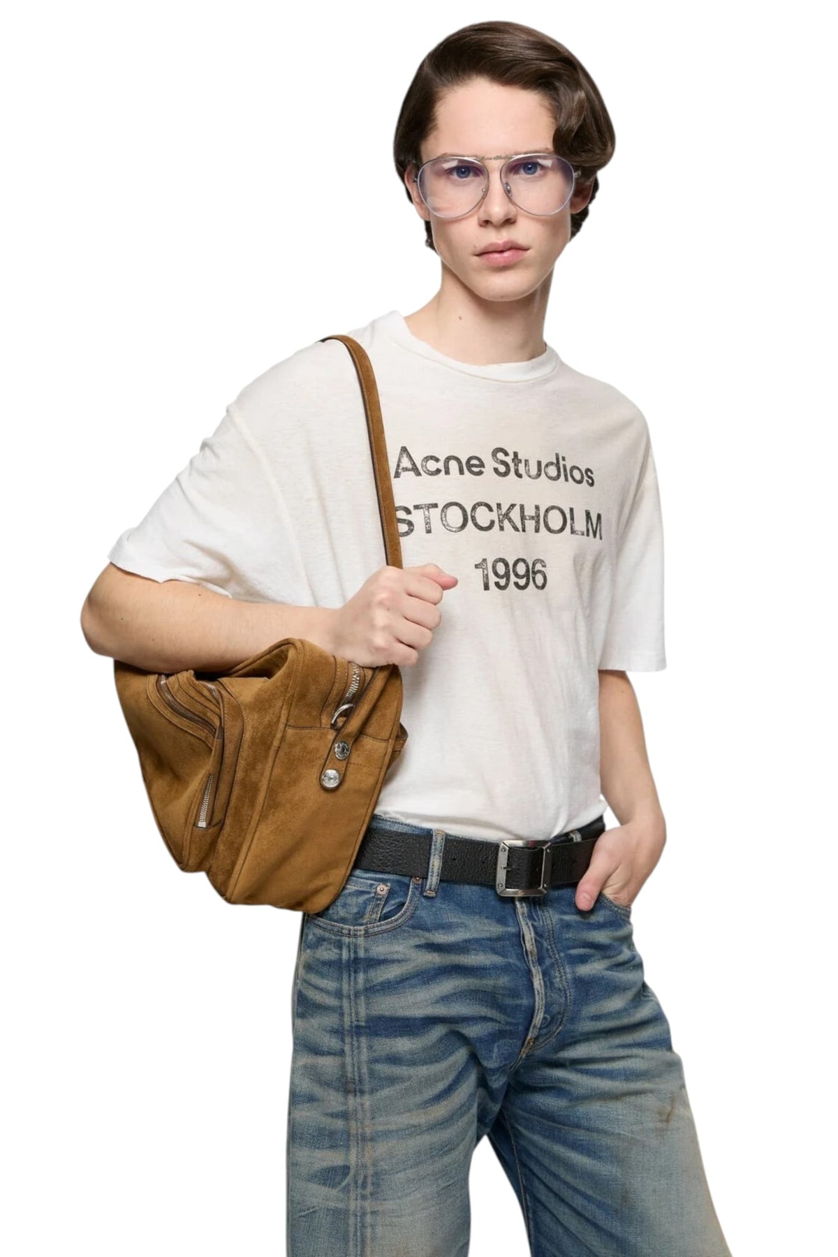 ACNE STUDIOS DUSTY WHITE SPRAYED 1996 LOGO T-SHIRT
