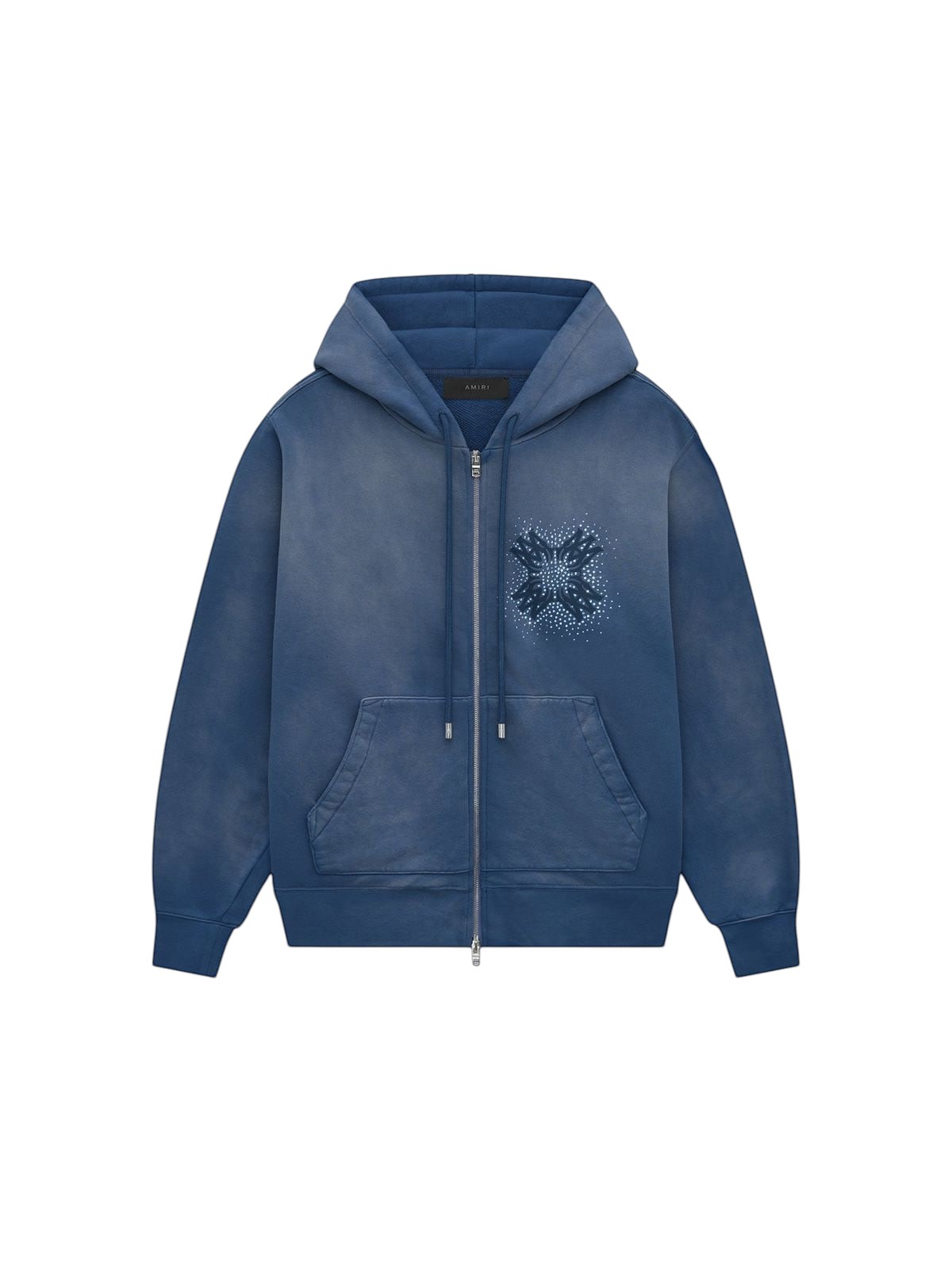 AMIRI QUAD CRYSTAL ZIP HOODIE BLUE