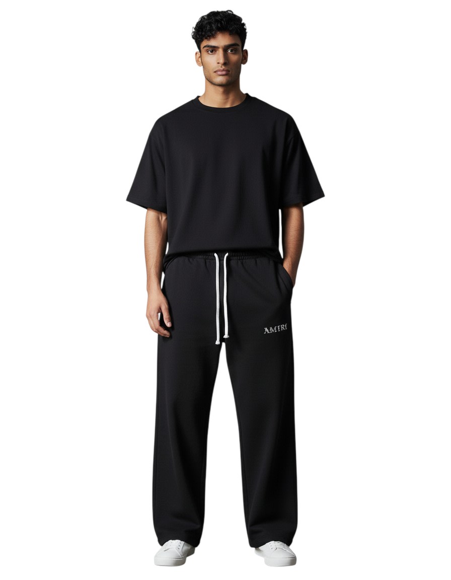 AMIRI BAROQUE BLACK LOGO SWEATPANTS RELAXED