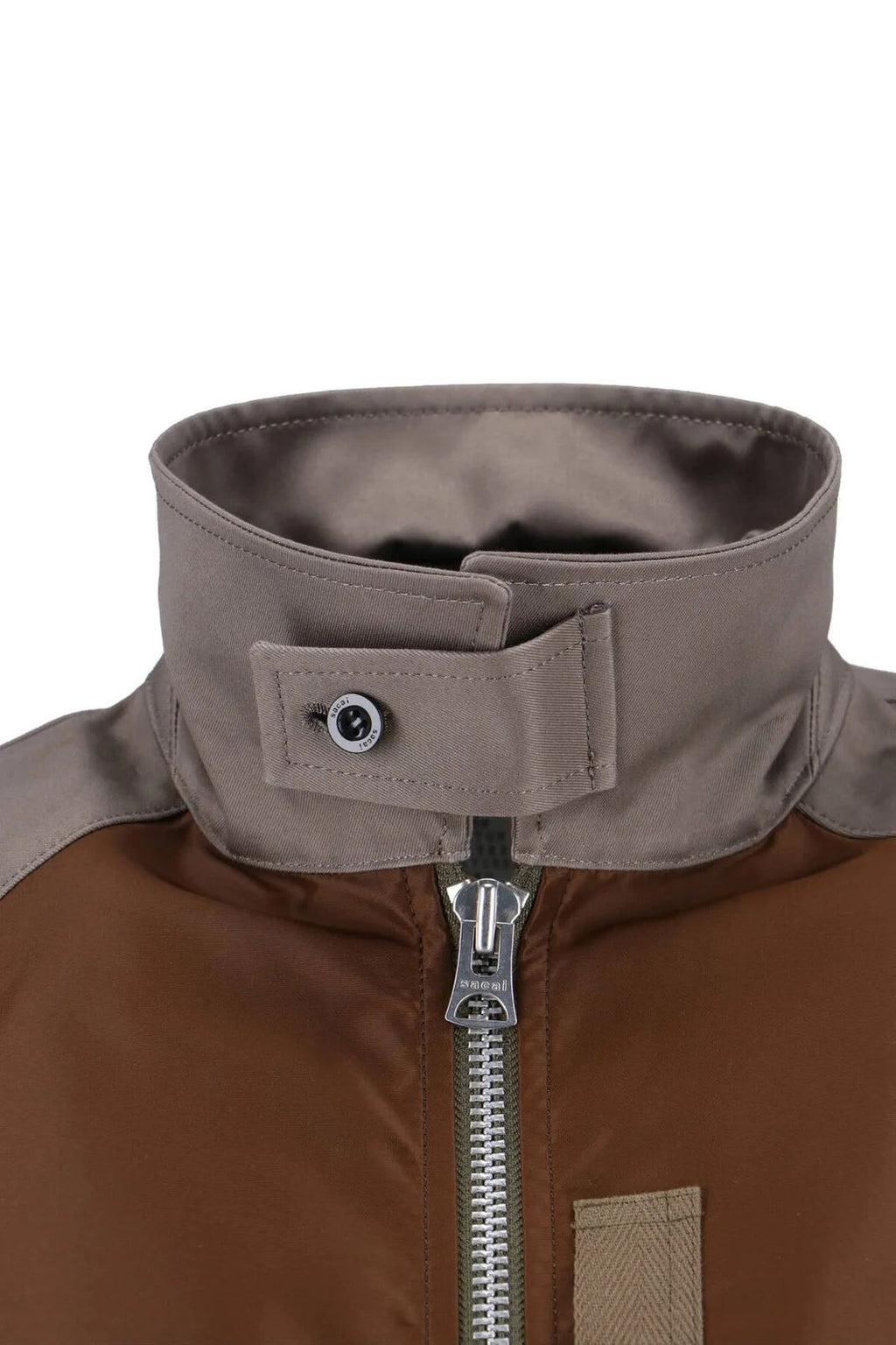 SACAI TWILL COLLARED ZIP-UP BLOUSON BROWN