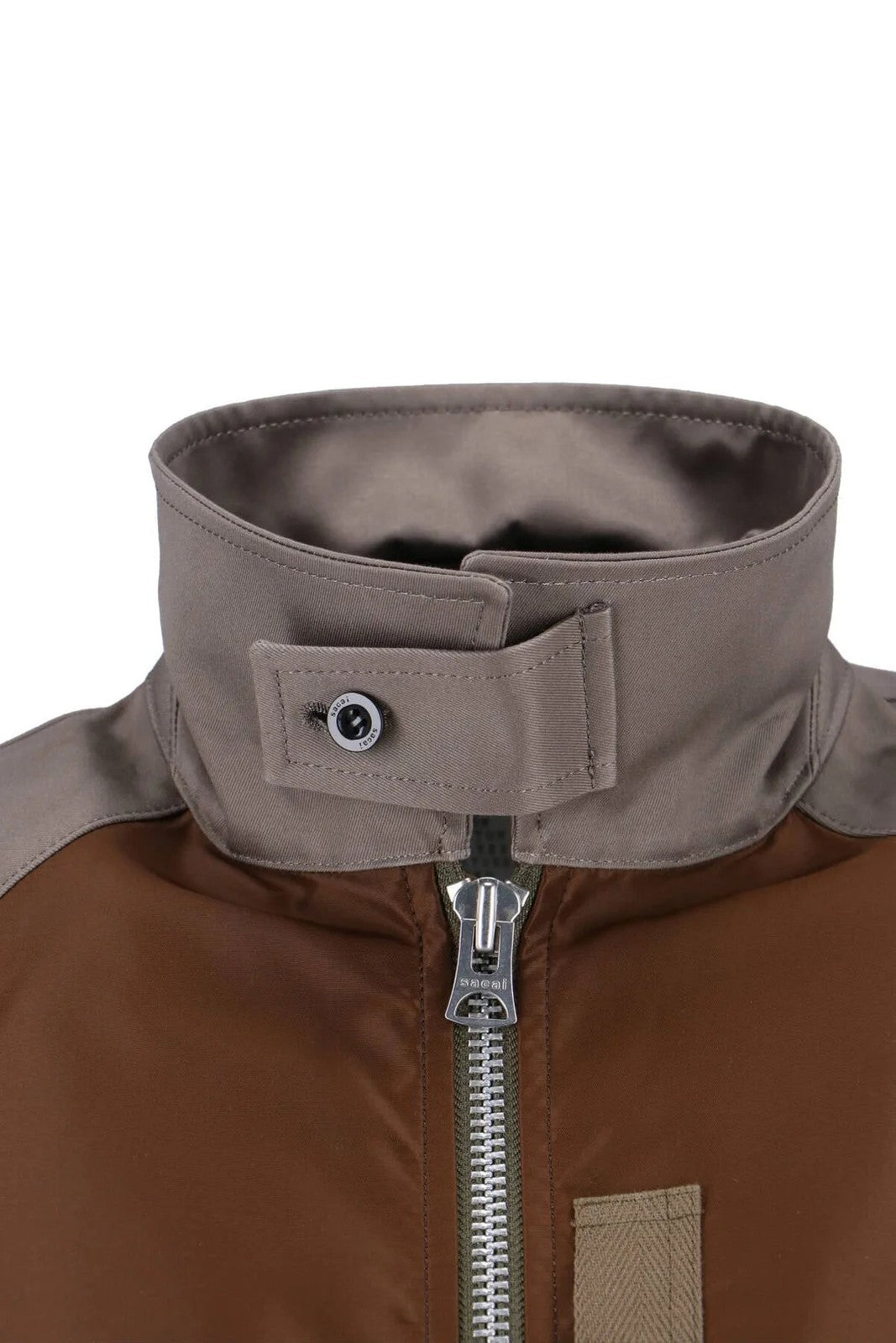 SACAI TWILL COLLARED ZIP-UP BLOUSON BROWN