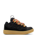 LANVIN CURB SNEAKERS BLACK ORANGE GLITTER