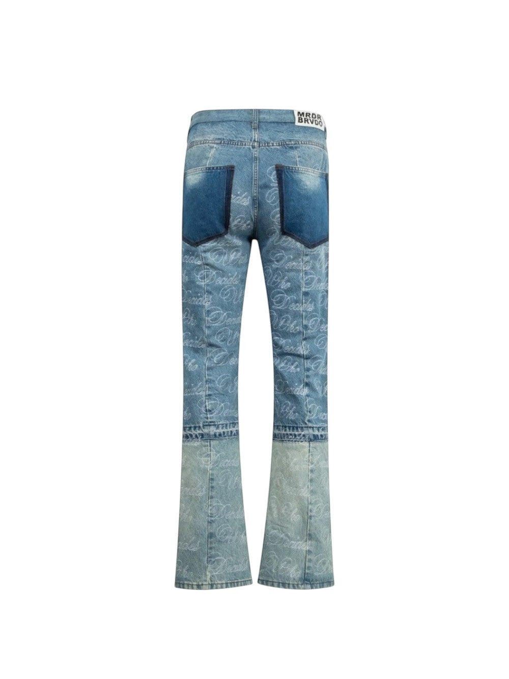 WHO DECIDES WAR LOGO EMBRODERY PANELLED JEANS BLUE
