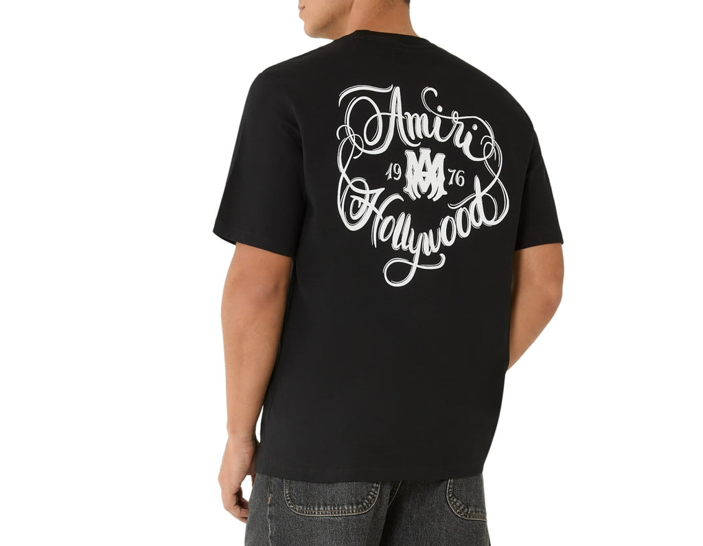 AMIRI HOLLYWOOD LETTERING-PRINT T-SHIRT BLACK