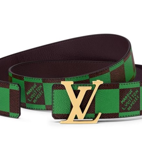 LOUIS VUITTON INITIALES GREEN BROWN DAMIER BELT