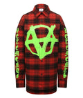 VETEMENTS ANARCHY CHECK-PRINT FLANNEL SHIRT RED GREEN