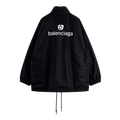 BALENCIAGA NYLON SOCCER MOTIF WINDBREAKER BLACK JACKET