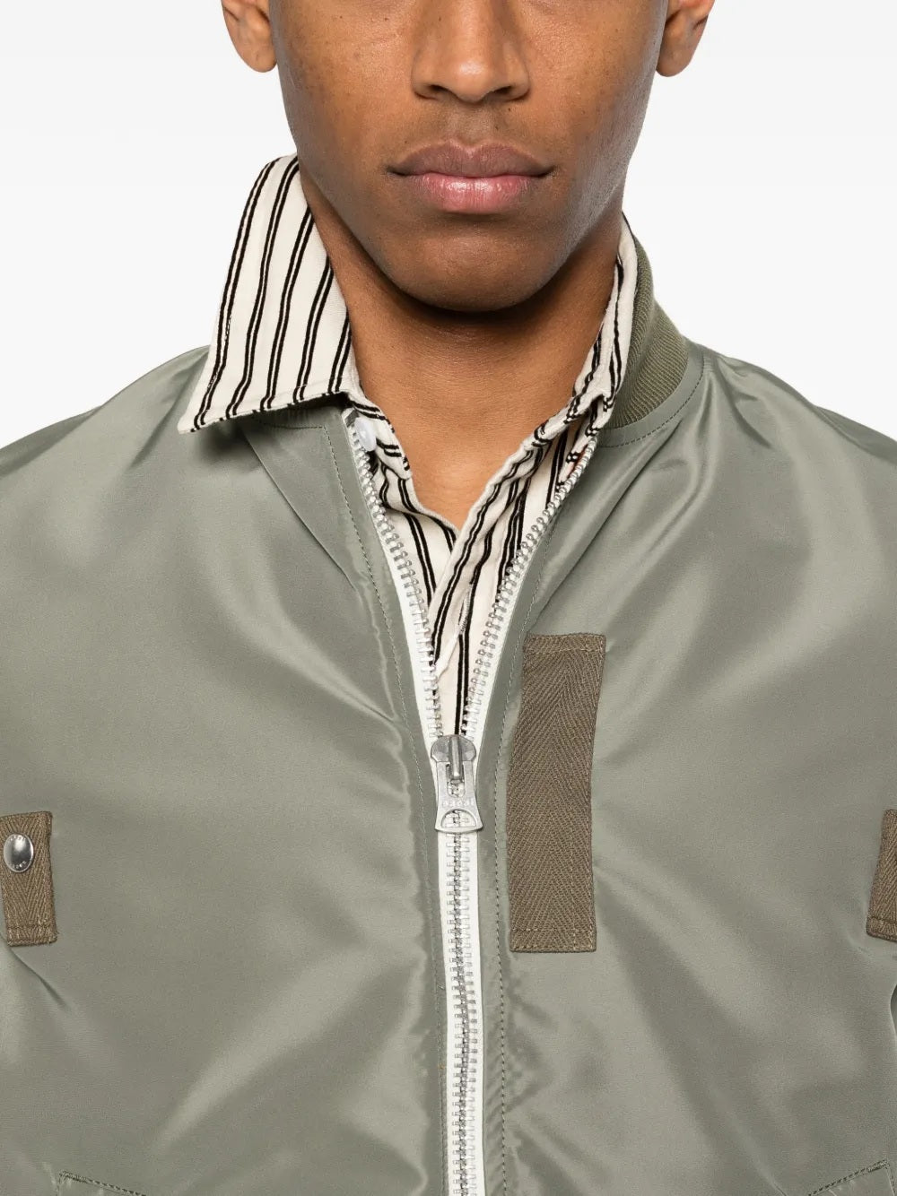 SACAI ZIP BOMBER JACKET GREEN