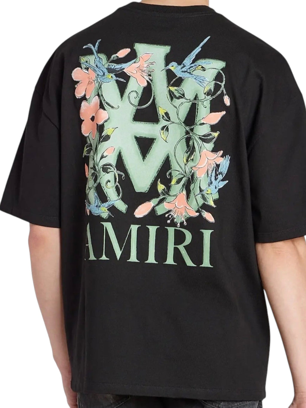 AMIRI BLACK FLORAL LOGO T-SHIRT