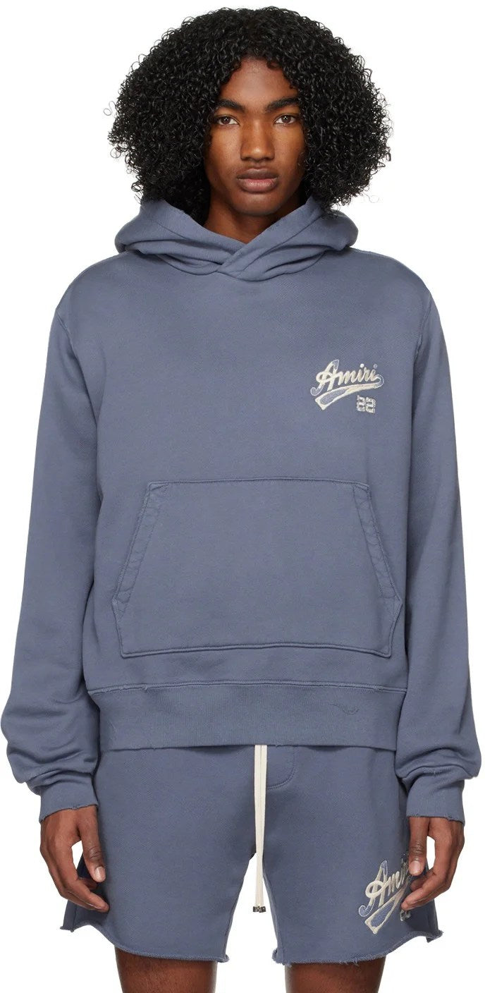 AMIRI 22 DISTRESSED POWDER BLUE HOODIE