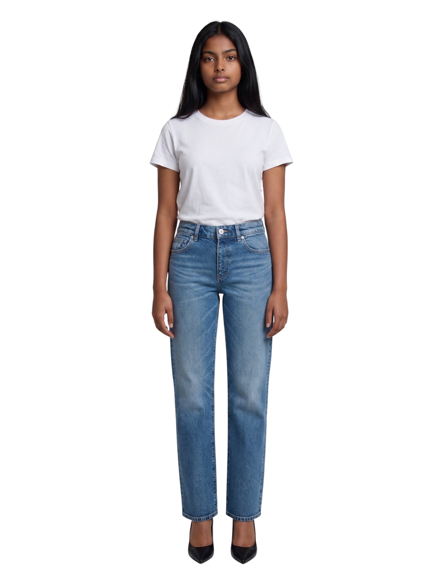 PURPLE BRAND SLIM STRAIGHT GLITTER JEANS MID INDIGO