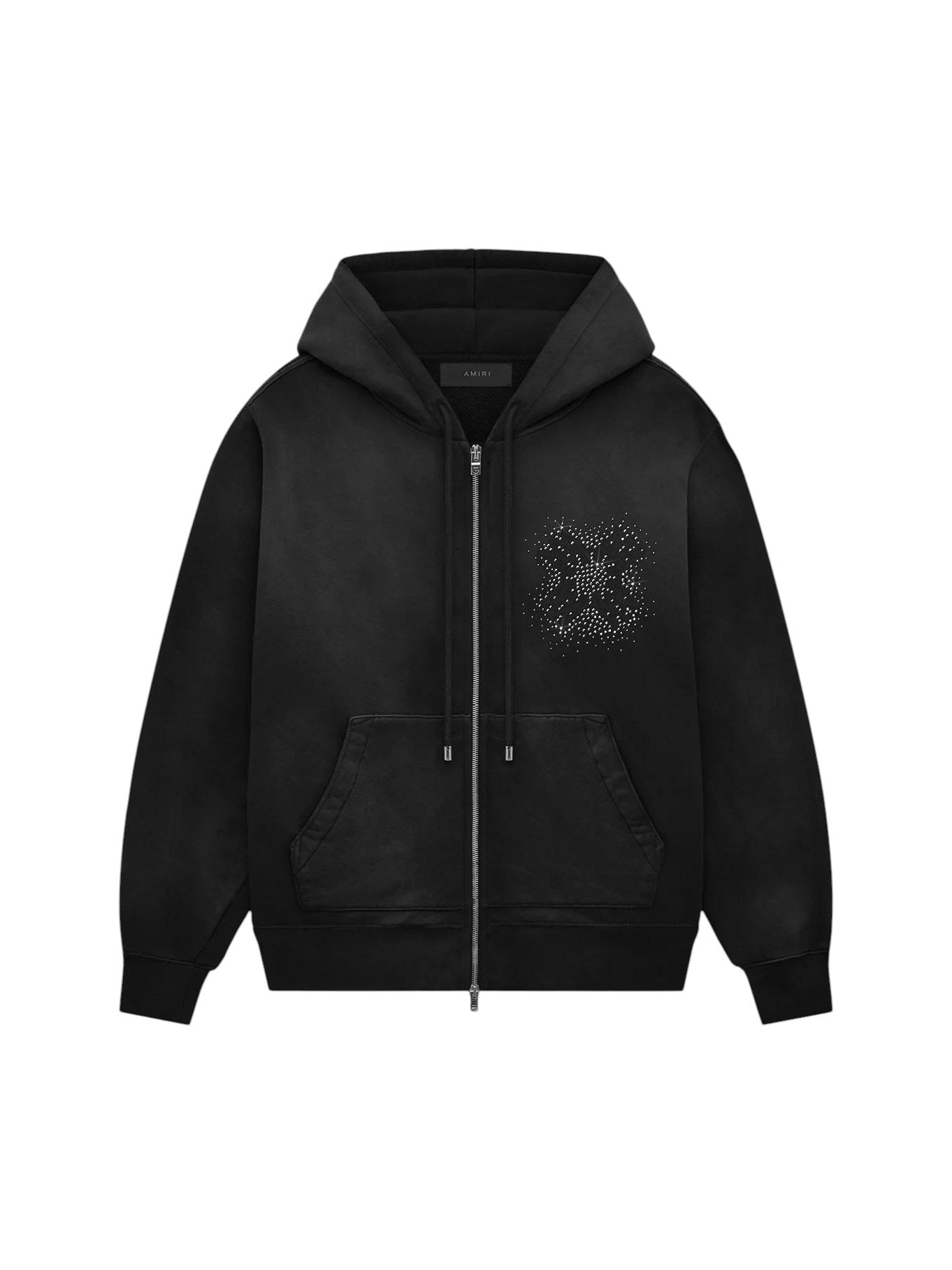 AMIRI MA QUAD CRYSTAL ZIP UP HOODIE BLACK