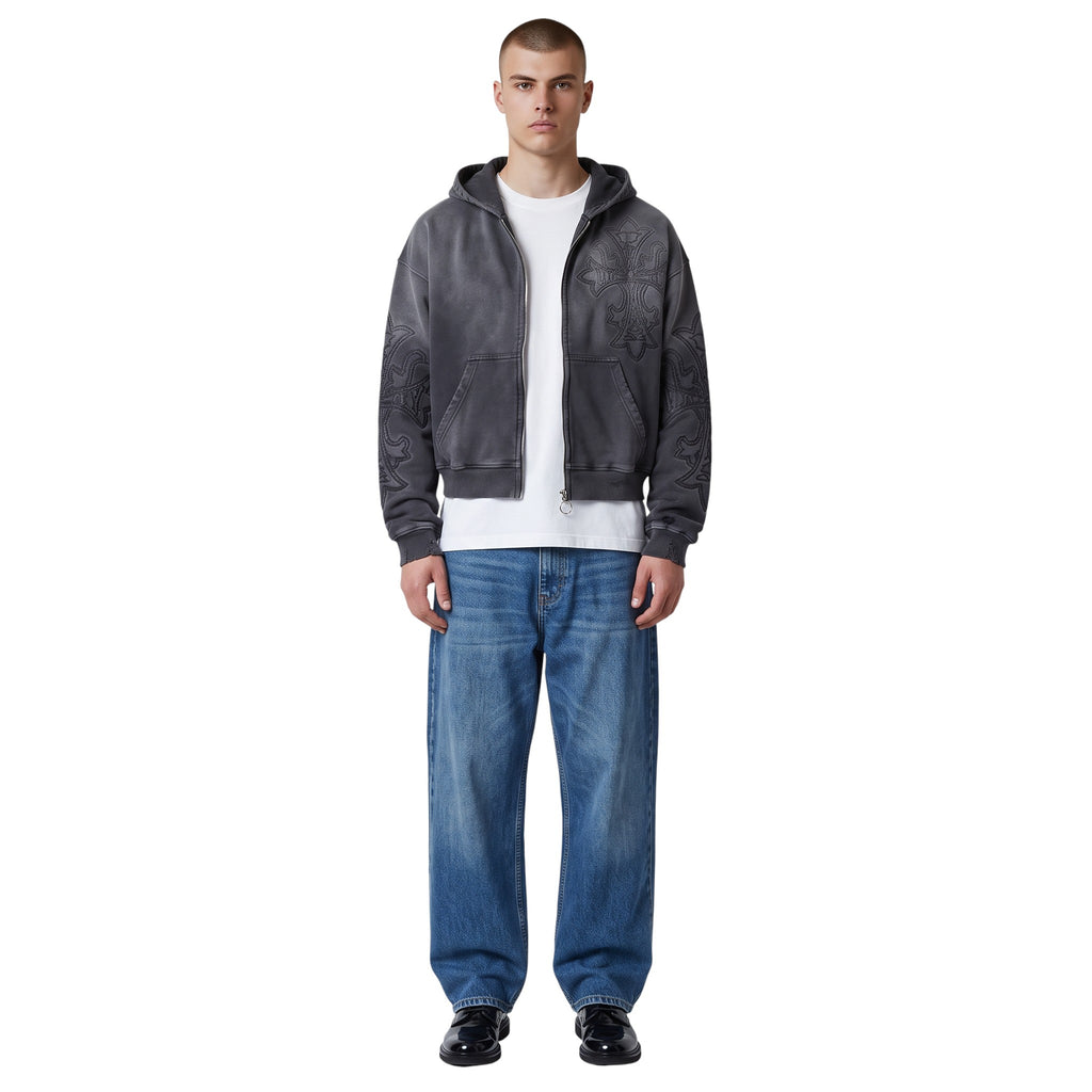VALLEY CARVER ZIP UP WASHED BLACK