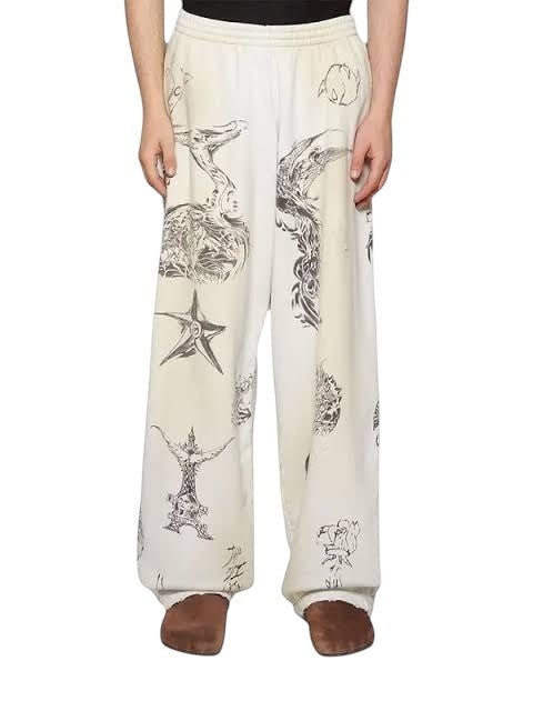 BALENCIAGA TATTOO OVERSIZED SWEATPANTS NATURAL