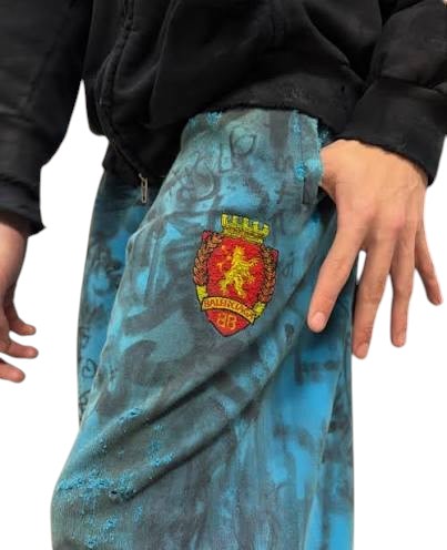 BALENCIAGA GRAFFITI SWEATPANTS BLUE