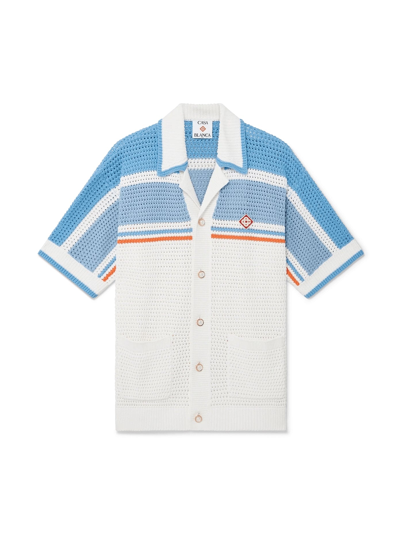 CASABLANCA TENNIS CROCHET SHIRT WHITE BLUE