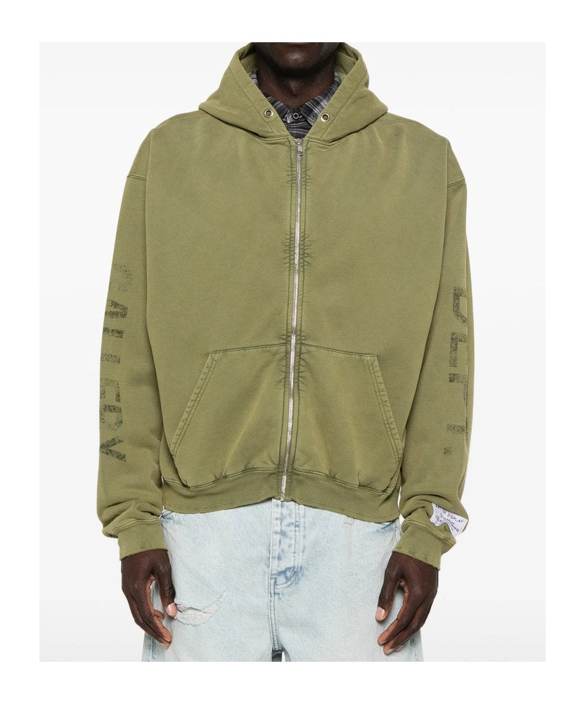 GALLERY DEPT. GREEN ZIP HOODED SWEATSHIRT