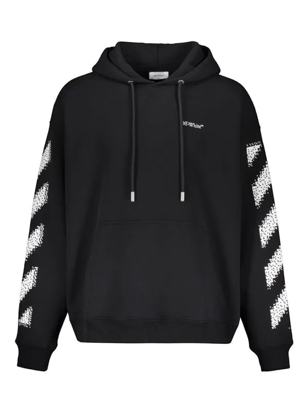 OFF WHITE PIXEL DIAGONAL SKATE HOODIE BLACK