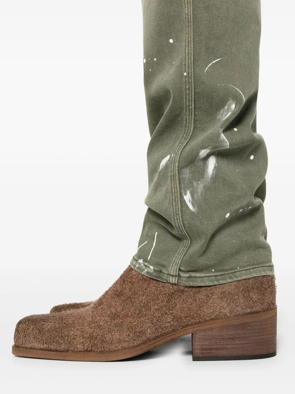 AMIRI KHAKI LOGO PAINTED SLIM WORKMAN JEANS