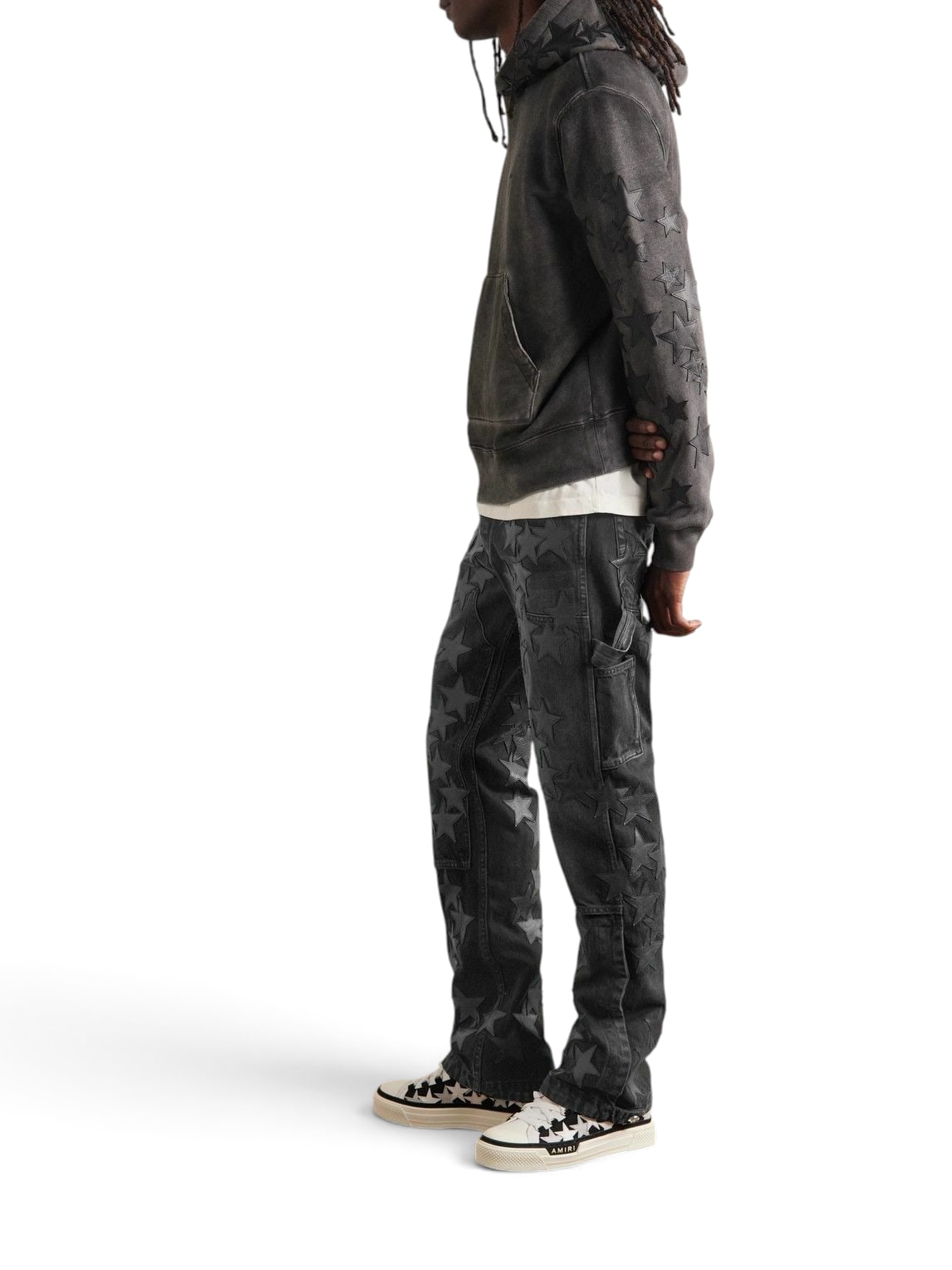 AMIRI CHEMIST CARPENTER STRAIGHT-LEG LEATHER-APPLIQUÉD JEANS