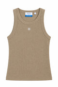 OFF WHITE FITTED ARROW CROP TANK BEIGE