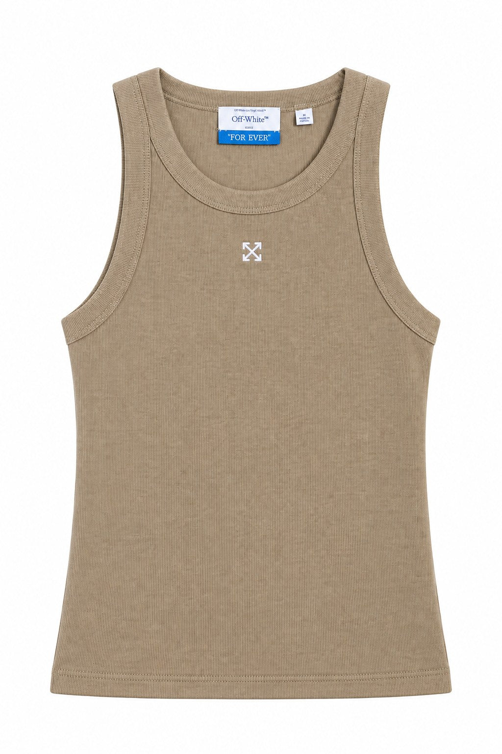 OFF WHITE FITTED ARROW CROP TANK BEIGE